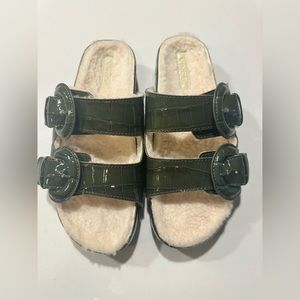 VINCE Glyn Shearling-Lined Croc-Embossed